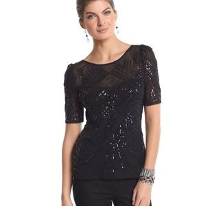 White House Black Market Embellished Sequin Top S